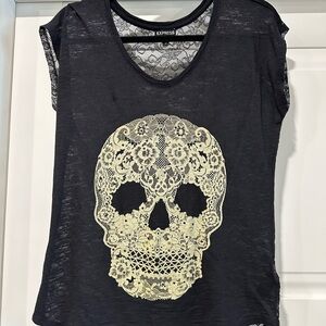 Express Black Lace Skull Women's Top. Perfect!! Size small
